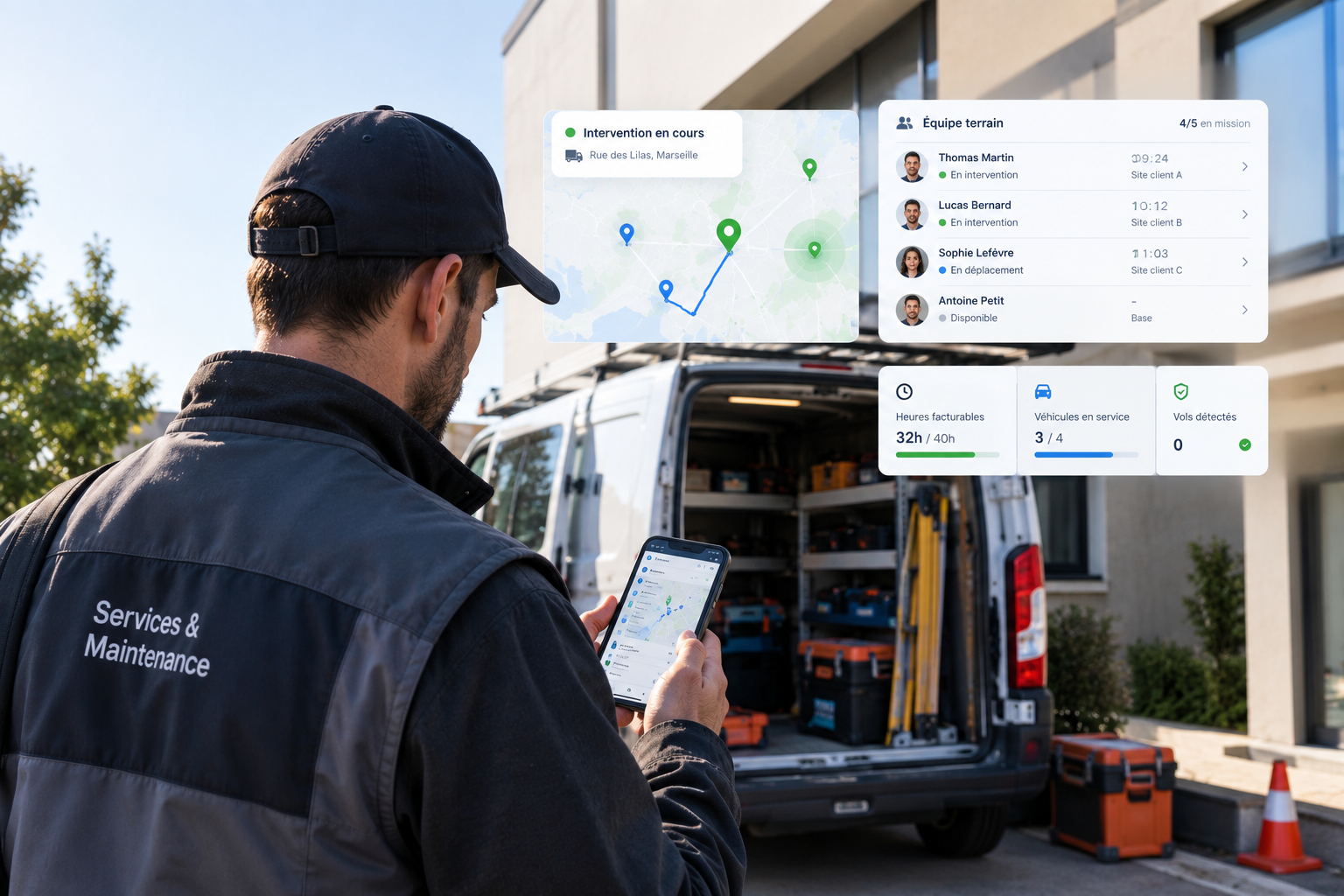Technicien consultant ses interventions sur AMB Auto