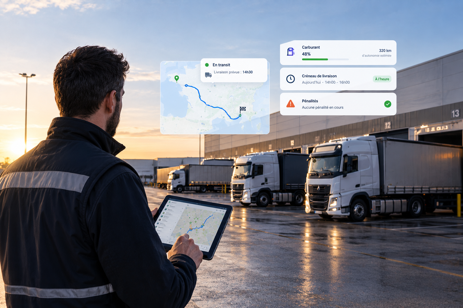 Exploitant suivant ses tournées sur la plateforme AMB Auto